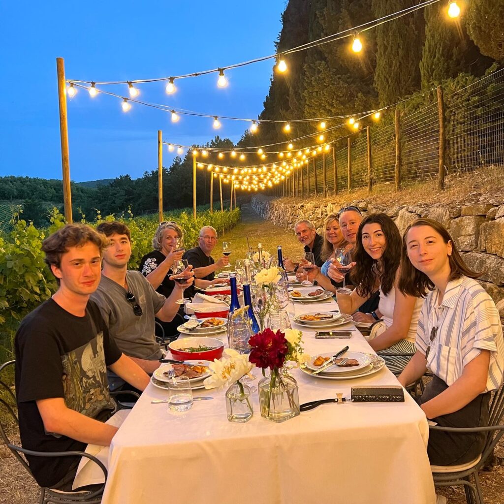 Italy Travel. A dinner in the vineyards of Tuscany with friends and family is a celebrated occasion. Brenda Ajay, Allegro Luxury Vacations, Italy travel expert